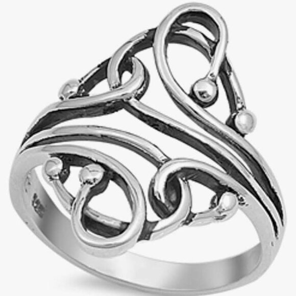 925 Silver Scroll Ring - Picture 1 of 3